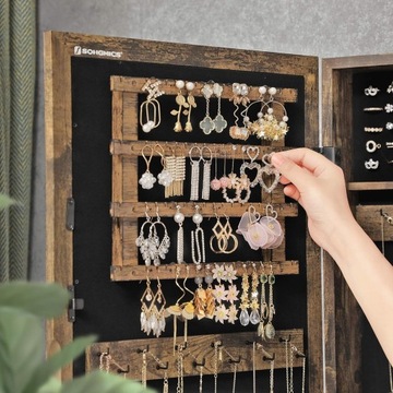 Подвесной шкаф с зеркалом-органайзером для ювелирных изделий, косметики в деревенском стиле