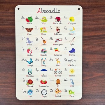 Abecadło - Tablica edukacyjna alfabet obrazki