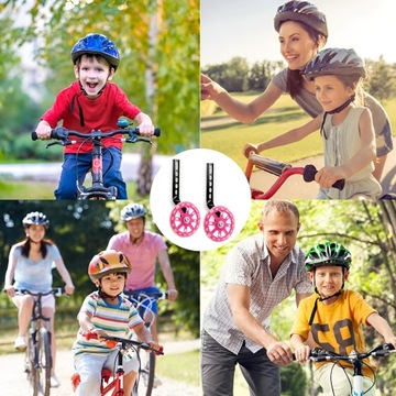 БОКОВЫЕ КОЛЕСА ВЕЛОСИПЕДА ОПОРНЫЕ КОЛЕСА РОЗОВЫЙ СВЕТОДИОД