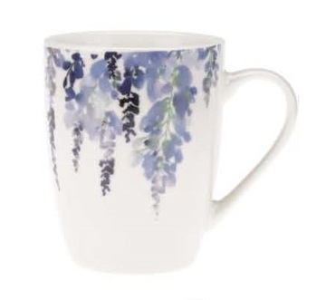 Kubek porcelanowy kawy herbaty LAVENDER 350 ml mleczna biel kwiaty lawendy
