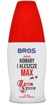 BROS PŁYN MAX NA KOMARY KLESZCZE MESZKI 25% DEET