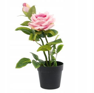 SZTUCZNE KWIATY W DONICZCE Róża 28cm RÓŻNE KOLORY