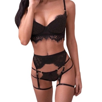 SEXY KOMPLET BIELIZNA KORONKA STANIK MAJTKI KOLORY