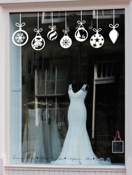 BOMBKI ŚWIĄTECZNE NA SZYBĘ ŚCIANĘ NAKLEJKA - M