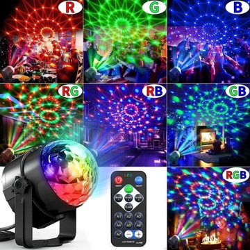 Kula dyskotekowa RGB oświetlenie imprezowe 7 kolor