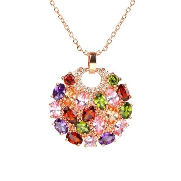Subtelny, okrągły, złoty naszyjnik Swarovski Multicolor