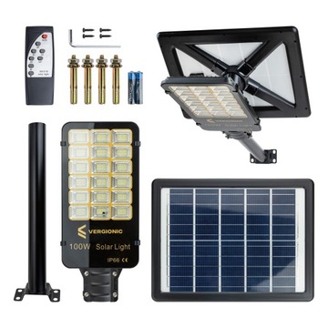 Lampa uliczna 100 W 1100 lm zasilanie solarne