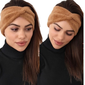 ALPAKA OPASKA CIEPŁA MODNA DAMSKA KOBIECA ELEGANCKA WĘZEŁ KARMELOWA 2388