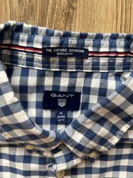 GANT THE OXFORD GINGHAM REGULAR FIT MĘSKA KOSZULA KRÓTKI RĘKAW R. XL 43/44