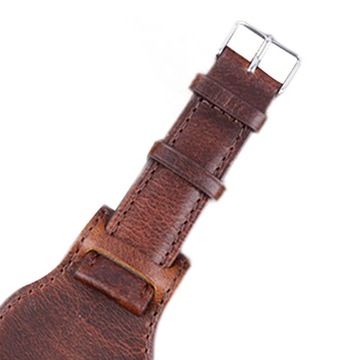 Skórzany pasek do zegarka dla mężczyzn, kobiet, klasyczna opaska na nadgarstek z metalową klamrą, brązowa 21 mm