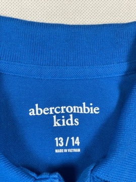 Abercrombie Kids Polo Dziecięce Niebieskie Gładkie Logo Unikat 13Y 14Y