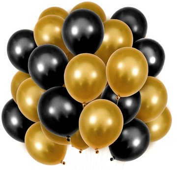 Balony złote czarne DUŻE sylwester NOWY ROK 50 szt