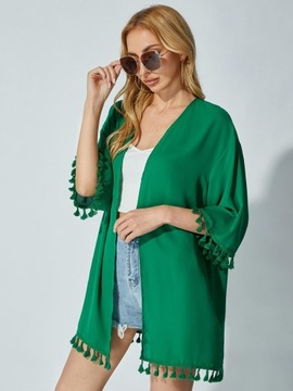 KIMONO Z FRĘDZLAMI M IC71204 *SHEIN ZIELONE