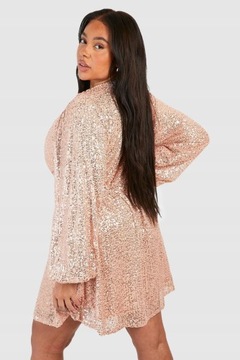 ZDOBIONA CEKINAMI DŁUGI RĘKAW XXL FC52204 *BOOHOO ELEGANCKA SUKIENKA
