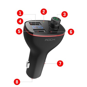 АВТОМОБИЛЬНОЕ ЗАРЯДНОЕ УСТРОЙСТВО ROCK ДЛЯ АВТОМОБИЛЕЙ BT BLUETOOTH FM-ПЕРЕДАТЧИК