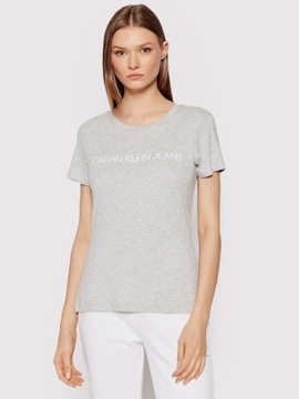 Outlet CALVIN KLEIN JEANS T-Shirt Institutional J20J207879 Szary Regular Fi