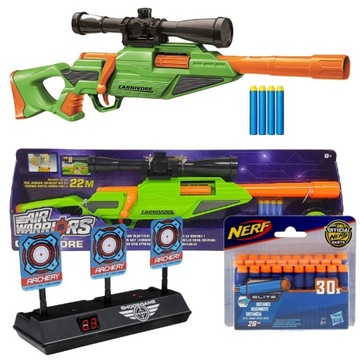 SNAJPERKA CARNIVORE +TARCZA ELEKTR +STRZAŁKI NERF