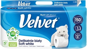 Velvet Papier Toaletowy Delikatnie Biały (8 rolek)