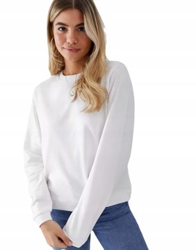 DESIGN LUŹNA BIAŁA BLUZA WKŁADANA PRZEZ GŁOWĘ M