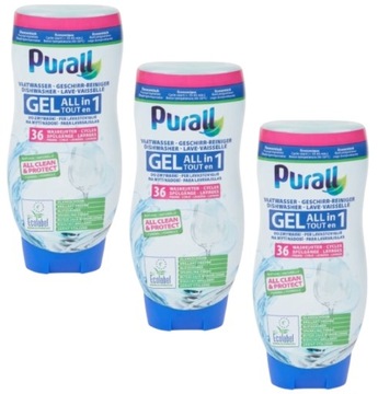 3 x żel all in one (wszystko w jednym) do zmywarki Purall 720 ml