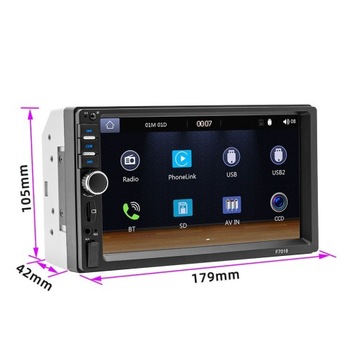 АВТОМОБИЛЬНЫЙ РАДИО 2 DIN BLUETOOTH ANDROID CARPLAY 7 ДЮЙМОВ ПОЛЬСКИЙ/ЧЕШСКИЙ