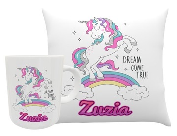 KUBEK PODUSZKA UNICORN JEDNOROŻEC Z IMIENIEM