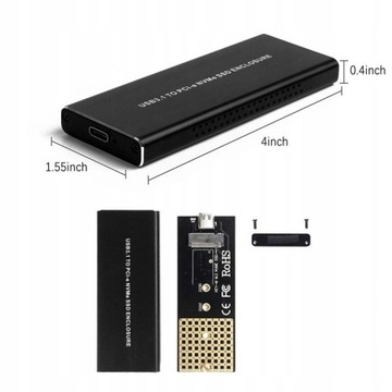 Корпус адаптера SSD M.2 PCIe NVMe — USB-C USB 3.1
