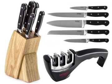 ZESTAW 5 NOŻY KUCHENNYCH W BLOKU SSW + OSTRZAŁKA