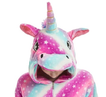 PIŻAMA KIGURUMI ONESIE JEDNOROŻEC GALAXY DARK PRZEBRANIE KOMBINEZON ROZ. S