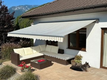 Террасная маркиза АНТРАЦИТ 400х300 Бежево-Белый PREM