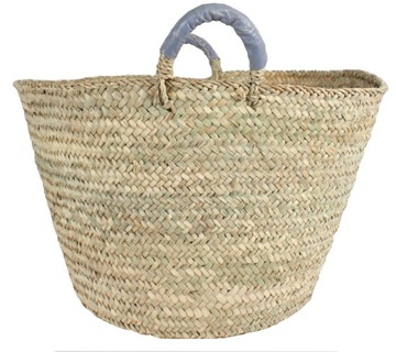 Torba Shopper pleciona z skórzanymi uchwytami Lila