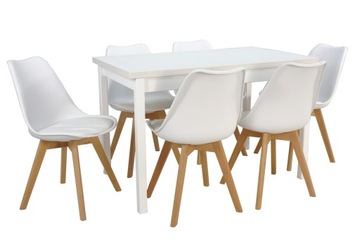Stół 70x120/160 i 6 krzeseł w stylu skandynawskim