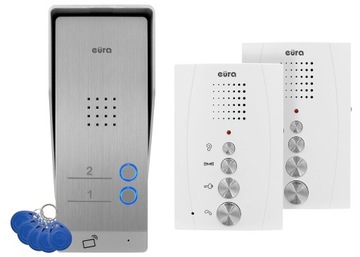 DOMOFON dwurodzinny głośnomówiący RFID biały EURA