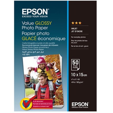 PAPIER FOTOGRAFICZNY EPSON 10x15cm 183g 50ark. POŁYSK GLOSSY C13S400038 !