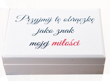 Pudełko na obrączki szkatułka drewniana Grawer
