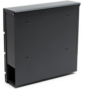 Большой матовый черный почтовый ящик с держателем для газет.