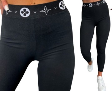 LEGGINSY z WYSOKIM STANEM PRĄŻKOWANE MODELUJĄCE BAMBUS KRYJĄCE L/XL