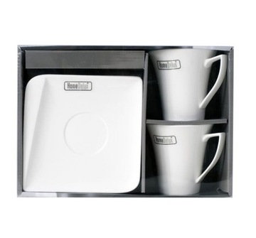 Komplet kawowy 4 el. 190 ml 14 cm biały elegancki