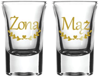Oszukane kieliszki GRUBE DNO wesele 15 ml MĄŻ ŻONA