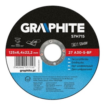 Tarcza szlifierska do metalu 125x6.4x22.2mm,57H715