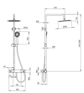 Накладной душевой гарнитур со смесителем Deante Arnika из матового золота