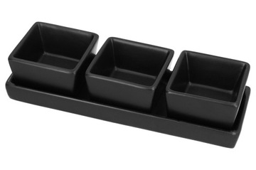 Фарфоровые черные сервировочные тарелки для закусок, дипов и соусов, 4 шт.