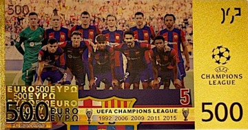 Позолоченная коллекционная банкнота ФК БАРСЕЛОНА ГАДЖЕТ ДЛЯ ФУТБОЛЬНОГО ФАНАТЕЛЯ