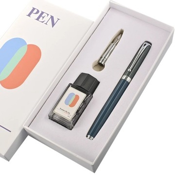Metal Signature Pen Kit Piston-filled Fountain Pen Set Ink Included Steel