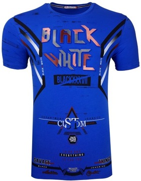 KOSZULKA MĘSKA T-SHIRT 3D _ NIEBIESKI T909 _ r. M