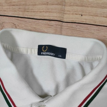 FRED PERRY Koszulka Polo Biała Męska Logowana r. XXL