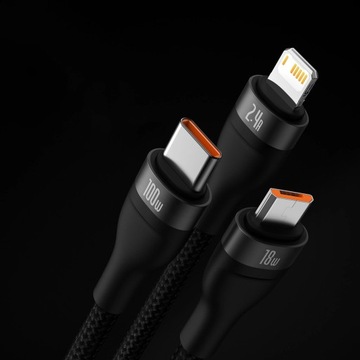 КАБЕЛЬ BASEUS 3 В 1 USB C/LIGHTNING/MICRO USB 1,2 М КАЧЕСТВЕННЫЙ + СТИЛУС