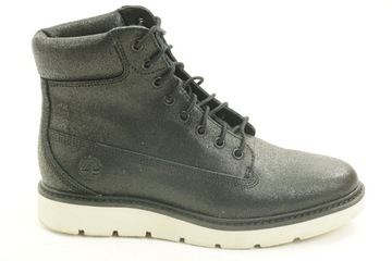 TIMBERLAND botki traperki trapery wiązane skórzane czarne r. 37,5