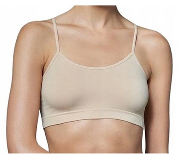 GATTA BEZSZWOWY TOP CIENKIE RAMIĄCZKA LIGHT NUDE S