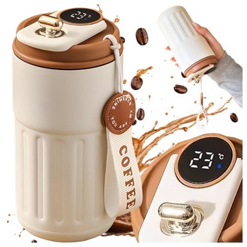 KUBEK TERMICZNY NA KAWĘ TERMOS NA HERBATĘ Z WYŚWIETLACZEM LCD 450ML MAŁY